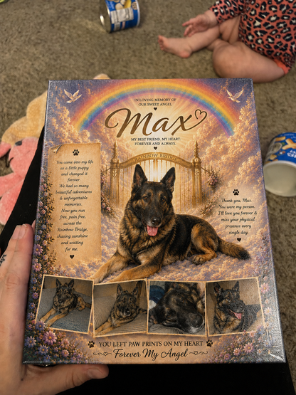 Personalized Pet Memorial Canvas — Rainbow Bridge Tribute