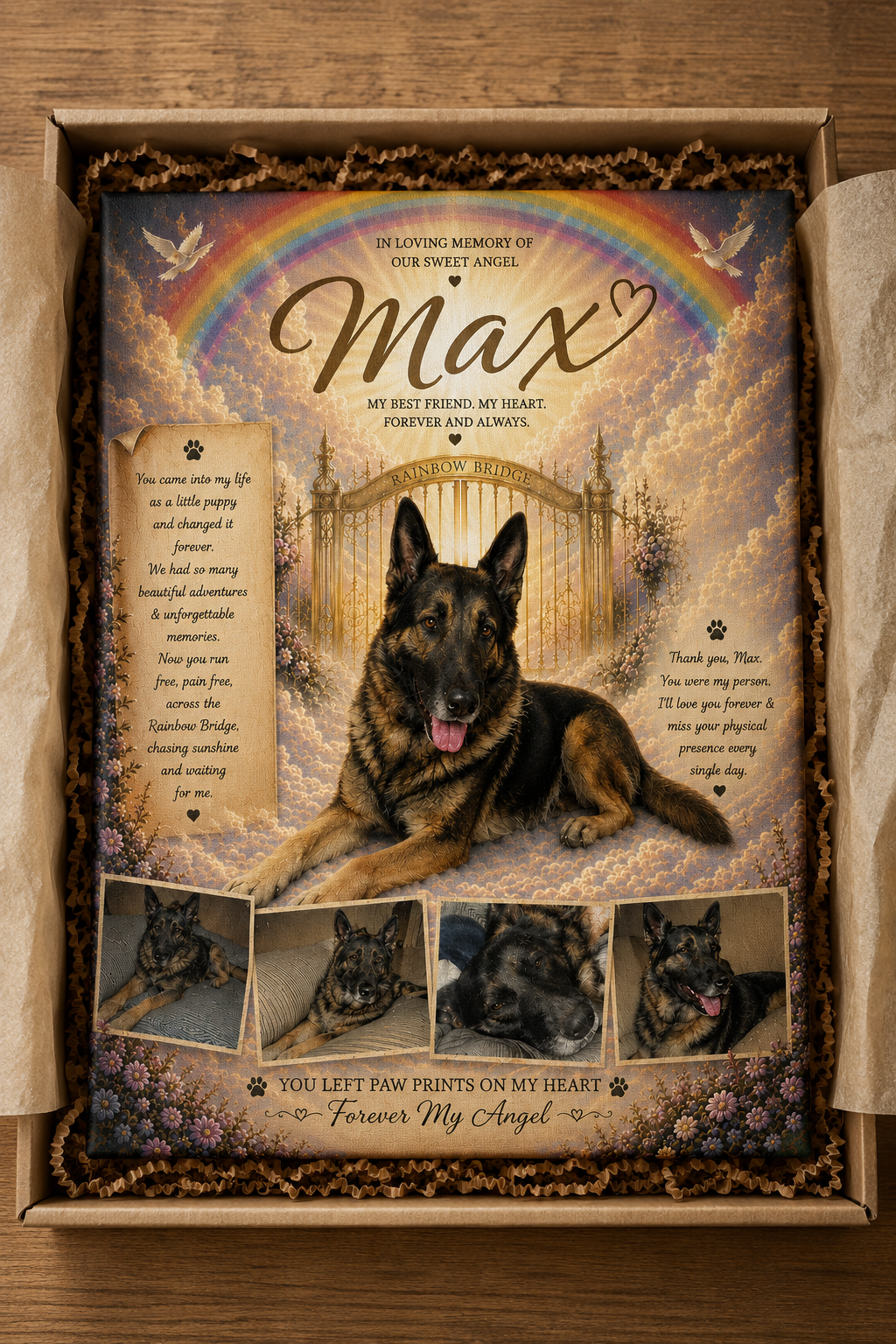 Personalized Pet Memorial Canvas — Rainbow Bridge Tribute