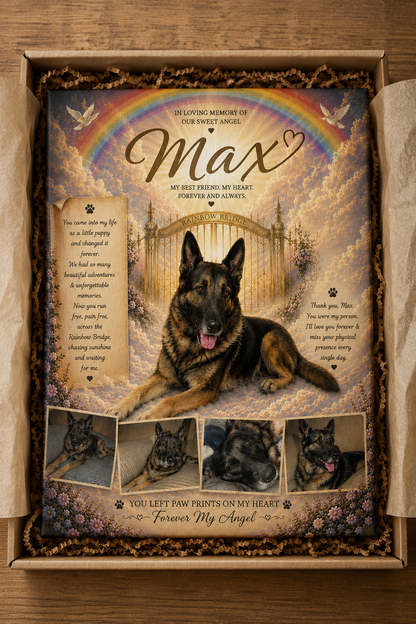 Personalized Pet Memorial Canvas — Rainbow Bridge Tribute