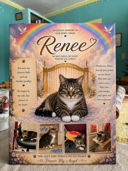 Personalized Pet Memorial Canvas — Rainbow Bridge Tribute